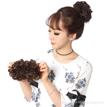 Heat Resistant Synthetic Elastic Hair Bands Lady Hair Bun for Brides/Party Curly Hair Chignon